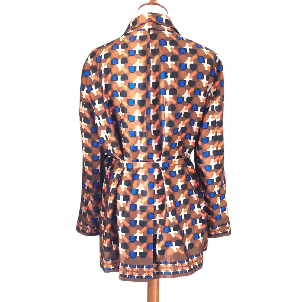 ZARA NWT Geometric Print Satin Blazer Women’s XL - Picture 5 of 15